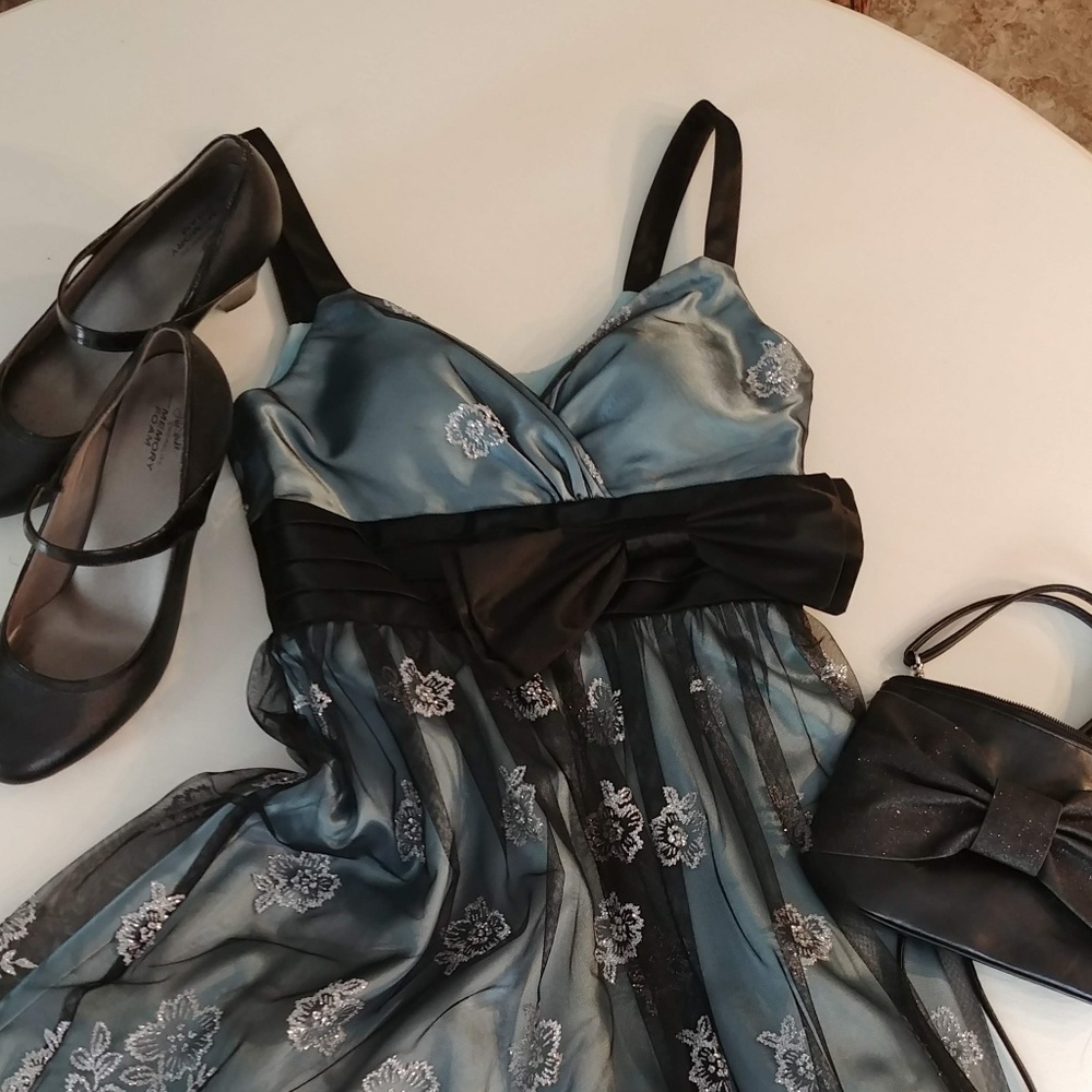 Slate & Black Sparkling Party Dress - Picture 2 of 6